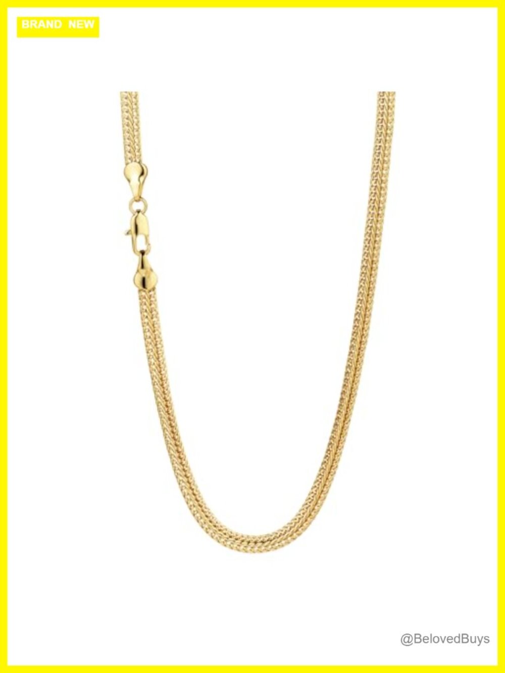 14K Gold Chain Necklace Woven Herringbone Choker 4MM Layered Women Men